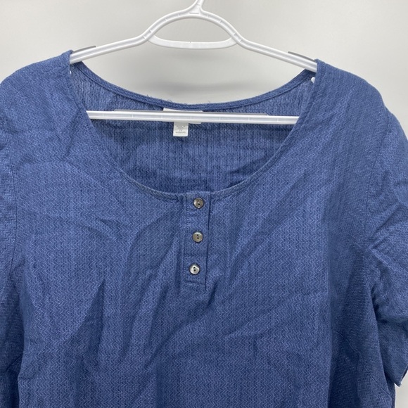 Pure Jill linen longline tunic split hem oversized blue summer cover up top - Picture 3 of 7